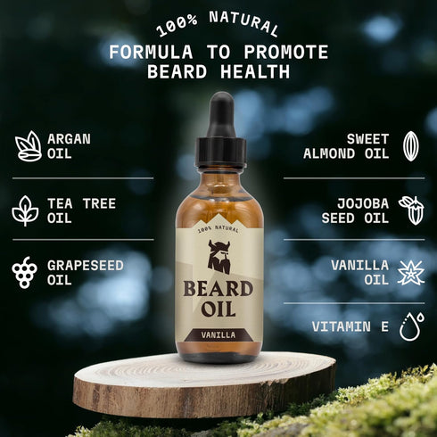 Striking Viking Vanilla Beard Oil for Men, Naturally Derived Conditioner with Argan & Jojoba Oils for Softening,
