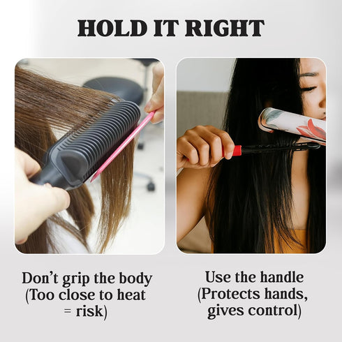 Herstyler Hair Straightening Comb - Pink Straightener Comb for Easy Styling - Get Straight Hair in Minutes