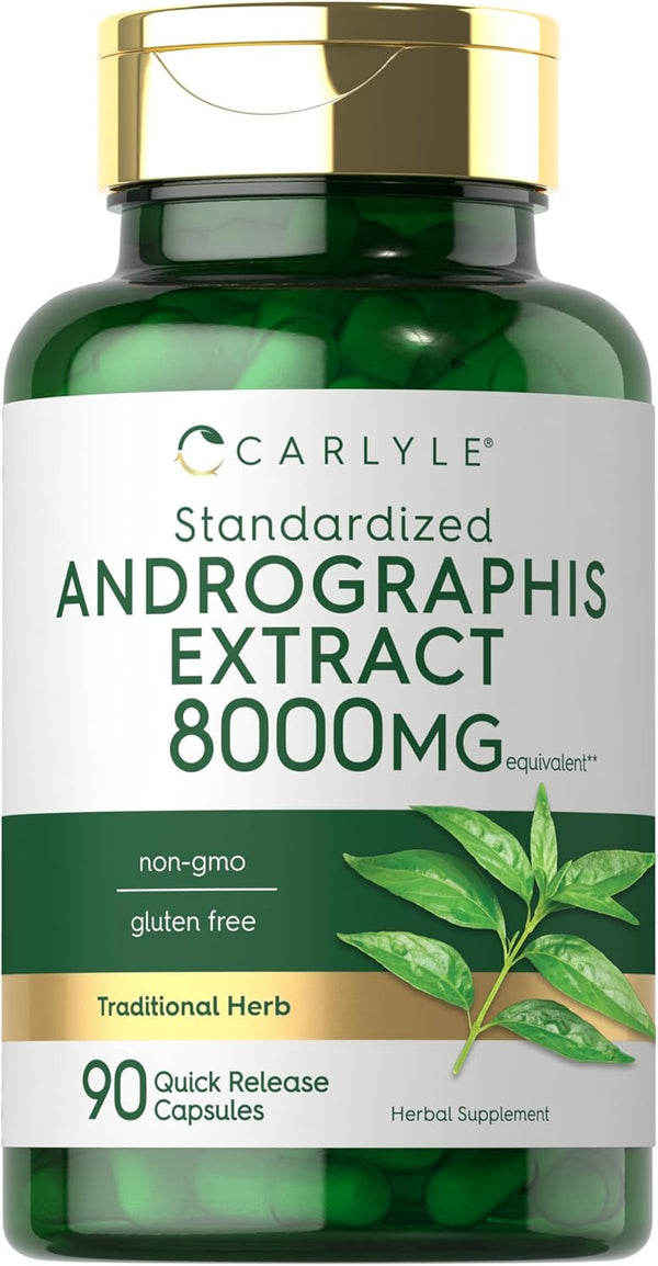 Carlyle Andrographis Paniculata Capsules | 8000 mg | 90 Count | Gluten Free & Non-GMO Supplement