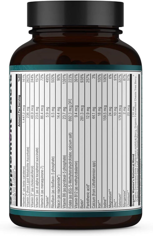 Ancient Nutrition Multivitamin for Women - Fermented with Vitamin C, D, K, Zinc & Magnesium for Immune Support - 60 Ct