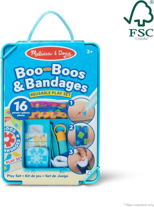 Set 3+ Melissa & Doug Boo-Boos & Bandages Reusable First Aid Pretend Play for Ages - FSC Certified