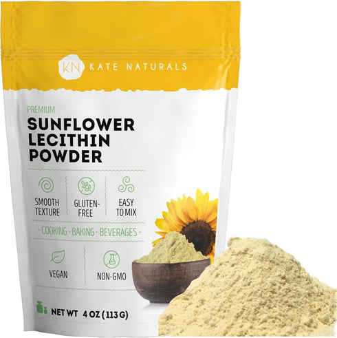 Kate Naturals Sunflower Lecithin Powder for Baking, Gummies, Cooking (4oz) - 100% Natural