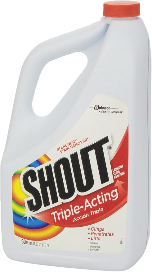 Shout Active Enzyme Laundry Stain Remover Spray, 60oz Prewash Refill, Triple-Acting Formula for 100+ Stains