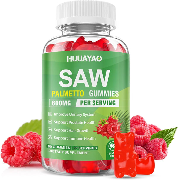 Saw Palmetto Gummies 600mg Saw Palmetto Supplement with Pumpkin Seed Oil, Biotin,