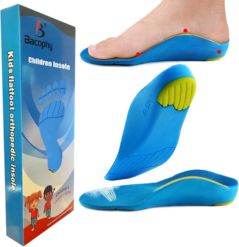 Kids Orthotic Arch Support Shoe Insoles, Children’s Cushioning Inserts for Flat Feet and Plantar Fasciitis Pain Relief
