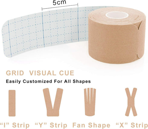 MUEUSS Kinesiology Tape - Sports Tape, Athletic Elastic Cotton Precut Strips, Waterproof for Muscles, Knees, Shoulders
