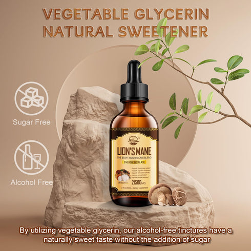 Lions Mane Supplement | Liquid Mushroom Extract Drops | 8 Mushrooms Complex for Cognitive Support & Immunity