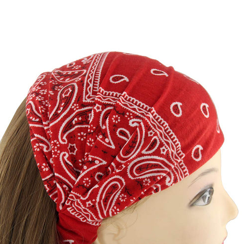 Paisley Bandana Headband for Women, Adjustable Turban Hairband, Pack of 6, Elastic Yoga Headband
