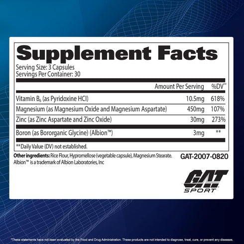 GAT Sport Essentials ZMAG-T - Zinc, Magnesium, B6 + Boron, 90 Veg Capsules