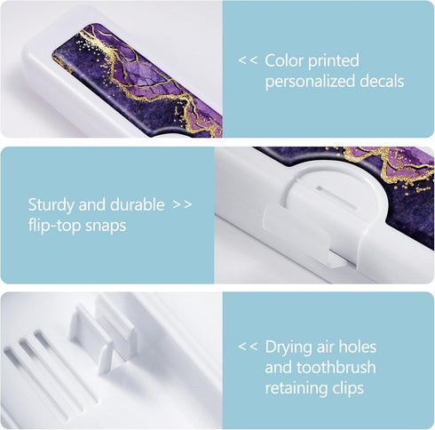 2 Pcs Toothbrush Travel Case, Colorful Pattern Holder and Covers for Travel, Includes Travel Tongue Scraper Case