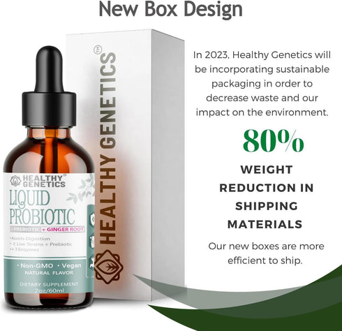 Liquid Probiotics for Women Men & Kids - Prebiotic + Ginger + Probiotics for Digestive Health, 30 Servings