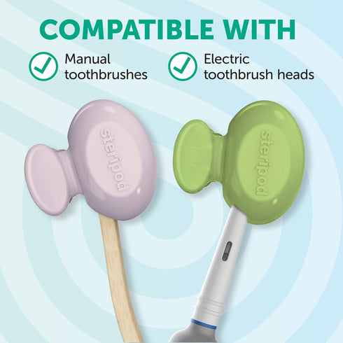 Steripod Clip-On Toothbrush Protector, Keeps Toothbrush Fresh and Clean, Fits Most Manual and Electric Toothbrushes, 4