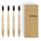 bmbu Bamboo Toothbrush 4 Pack - Medium/Soft Charcoal Bristles, Wooden Handle, Eco-Friendly Vegan Gift Idea