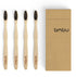 bmbu Bamboo Toothbrush 4 Pack - Medium/Soft Charcoal Bristles, Wooden Handle, Eco-Friendly Vegan Gift Idea