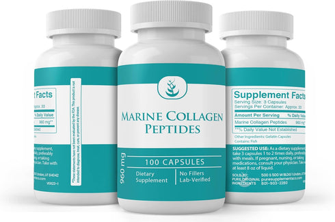 PURE ORIGINAL INGREDIENTS Marine Collagen Peptides, 100 Capsules - Always Pure, No Additives