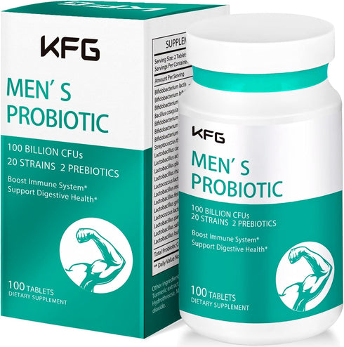 Probiotics Supplement 100 Billion CFU, 20 Strains, 2 Prebiotics & Digestive Enzymes for Gut Health, 100 Tablets.