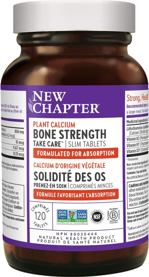 New Chapter Calcium Supplement – Organic Plant Calcium with Vitamin K2 + D3 + Magnesium, 120 Count