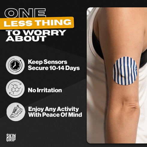 Skin Grip Adhesive Patches for Libre 2 CGM, Waterproof & Sweatproof Medical Tape for 10-14 Days