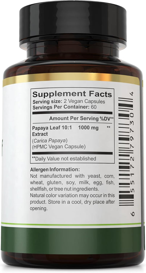 Florida Herbal Pharmacy, Papaya Leaf Extract Capsules 10:1 (120 Capsules)