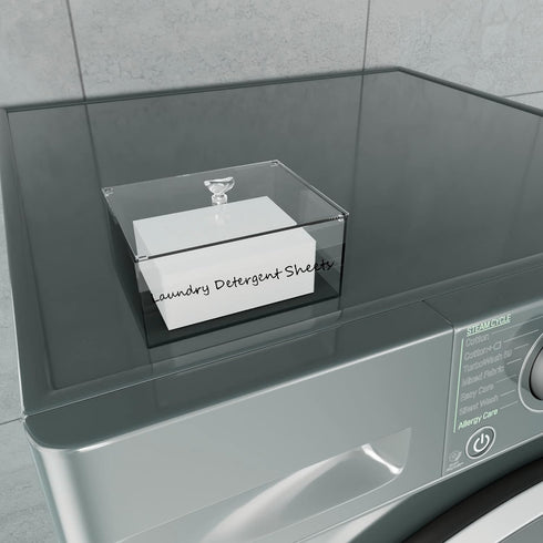 Acrylic Laundry Detergent Sheets Dispenser with Lid, Storage Box for Laundry