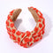 Raffia Knotted Headbands for Women, Boho Straw Wide Top Knot Hairband, Rattan Woven Pom Pom Hair Accessories