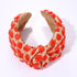 Raffia Knotted Headbands for Women, Boho Straw Wide Top Knot Hairband, Rattan Woven Pom Pom Hair Accessories