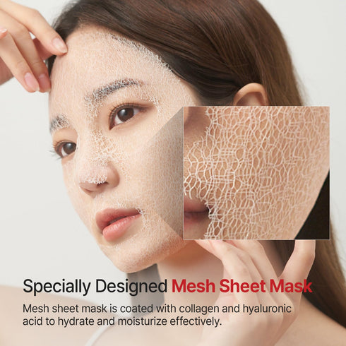 Wrinkle Fit Mesh Sheet Masks + Boosting Roller (Mask 7EA + Roller 1EA) - Collagen Mask, Quick Absorption, Anti-aging