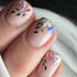 Press on Nails Short Square Fake Nails Nude Full Cover White Purple Blue Flower Nail Tip False Nails with Designs Glossy Glue on Nails Stick on Nails Acrylic Artificial Nails for Women Girls 24Pcs