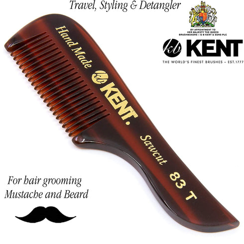 Kent 83T Small Gentleman's Pocket Comb, Fine Toothed for Facial Hair Grooming, Hand-Made in England