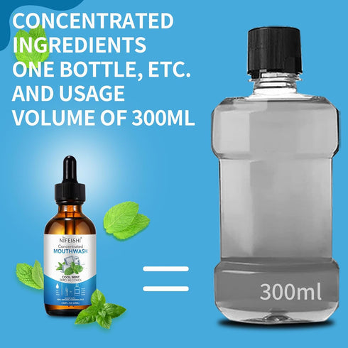 Odor Reduction Mint Concentrated Mouthwash, Travel Size with Spearmint Oil and Tea Tree Oil for Fresh Breath