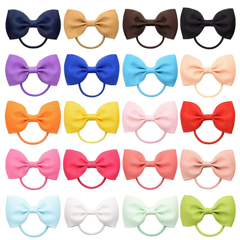 inSowni 40 Pack Grosgrain Ribbon Bow Elastics Hair Ties, Scrunchies for Baby Girls, Toddlers, and Kids