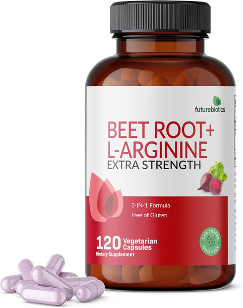 Futurebiotics Beet Root + L-Arginine 2000 MG, Non-GMO, 120 Vegetarian Capsules