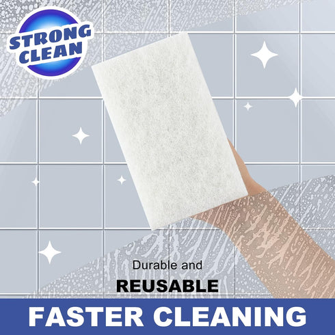 Handled Bath Scrubber, Bathroom Scouring Pad, Heavy Duty Cleaning Sponge Scrub Brush, Non-Scratch Remove Soap Scum, for Cleaning Shower Tile Bathtube Sink Spas Hot Tubs, Swimming Pool Step & Corner by LIOUXUE