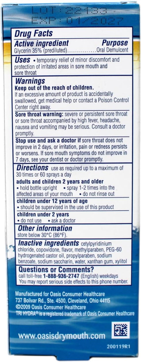 Oasis 1 OZ 2 Pack Moisturizing Mouth Spray for a Dry Mouth, Mild Mint Flavor, FL
