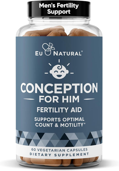 Conception For Him Fertility Supplements for Men, Male Fertility Booster with Ashwagandha, Folate, Magnesium