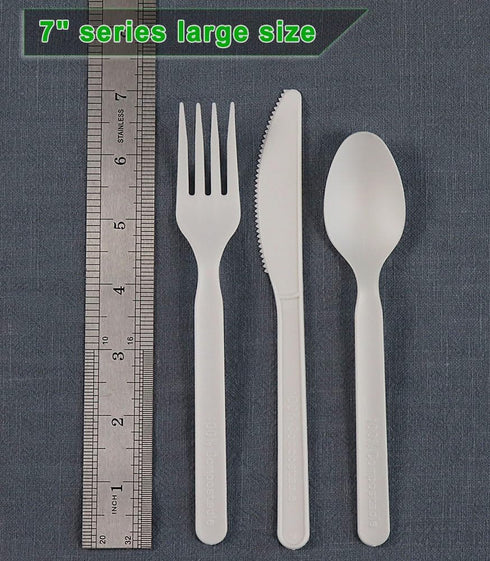 200 Count Heavy-Duty Compostable Spoons, BPI Certified Large Disposable Flatware Utensils