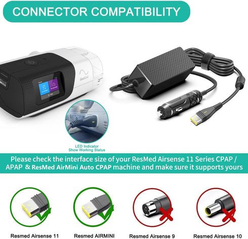 HKY Replacement Resmed AirSense 11 DC Converter, 12V-24V Car Charger Adapter for AirSense 11 CPAP Machine