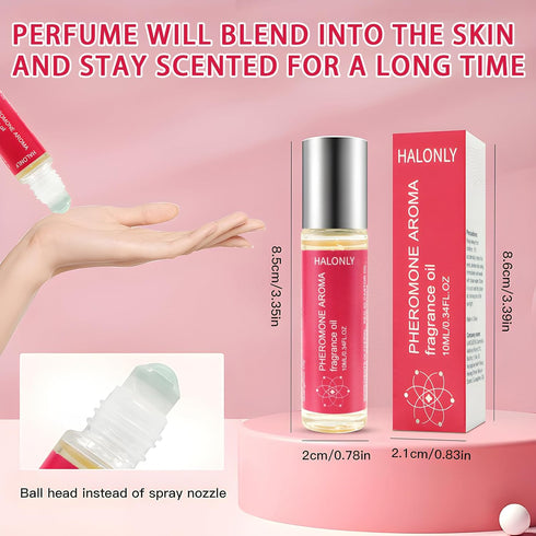 Roll-On Pheromone Perfume for Women, 0.34 fl.oz (10mL), Long-Lasting Pheromone-Infused Essential Oil