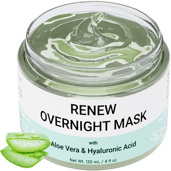 Doppeltree RENEW Overnight Facial Mask with Aloe Vera Gel & Hyaluronic Acid for Night Time Skin Care