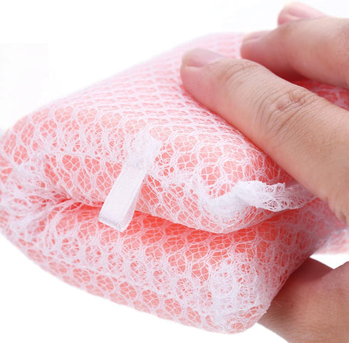 KRIZJUES Sponge Individually Wrapped, Kitchen Dishwashing Sponge, Mesh Net Scouring Pad, Odor-Free Sponge Wipes