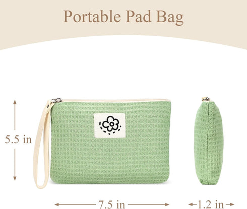 SIDESUGAR Waffle Canvas Period Pouch First Period Kit Bag Small Discreet Menstrual Cup Pad Pouch Cute Sanitary Napkin