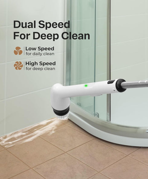 LyriFine Electric Spin Scrubber, 2024 New Full-Body IPX7 Waterproof Bathroom Cleaner Brush with Long Handle & 2 Speed