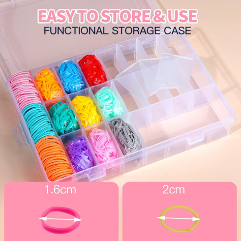 YGDZ Elastic Hair Bands - 1500pcs Hair Rubber Bands, 120pcs Baby Hair Ties - Colorful Small Hair Tie Set with Tools