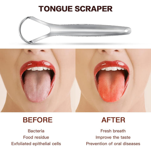 AILE Tongue Scraper, 100% Surgical Stainless Steel, Professional Metal Tongue Cleaner for Adults and Kids