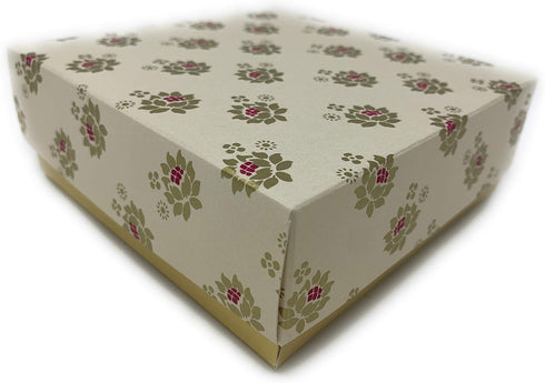 Desi Favors Floral Printed Sweet Boxes for Indian Sweets, Cookies, Mithai, Gift Boxes with Lids, 2.95x5.51 Inch (Pack