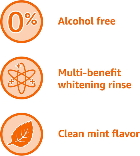 Amazon Basics Whitening Mouthwash, Alcohol Free, Clean Mint, 32 Fluid Ounces, 1-Pack