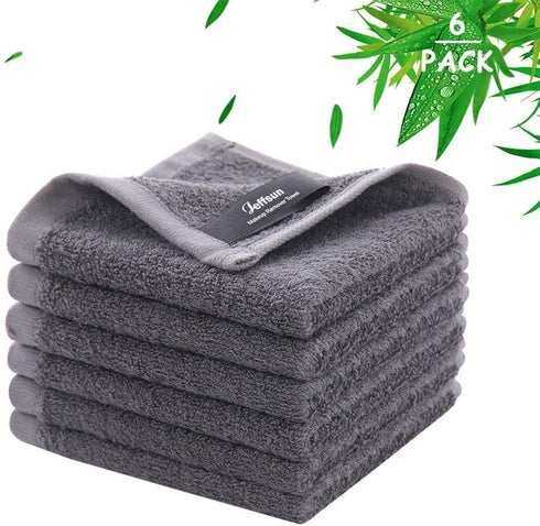 Wash Cloths 6 Pack - Super Soft Face Towel for Sensitive Skin, Reusable Makeup Remover Cloth, Dark Grey