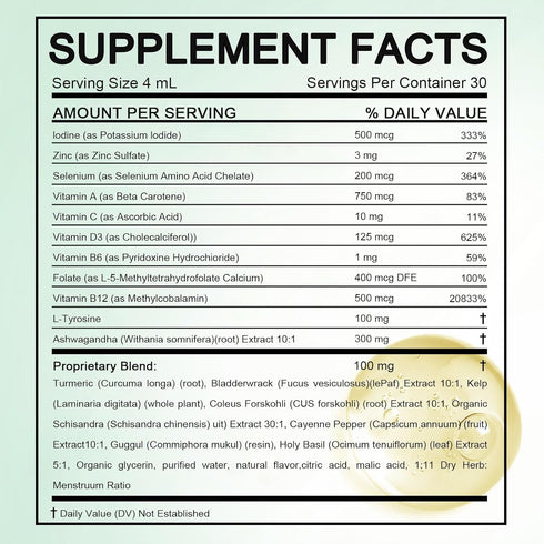 GXSAE 4 oz. (120mL) (1) Actora Thyroid Support Drops, Kindled Thyroid Support Liquid Drops with Selenium Zinc Iodine