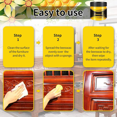PIPIHUA Beeswax Polish & Conditioner - 2 x 100g Waterproof & Repair Wax with 4 Sponges