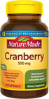 Nature Made Cranberry Supplement 500mg - 60 Capsules, with Vitamin C for Immune & Antioxidant Support